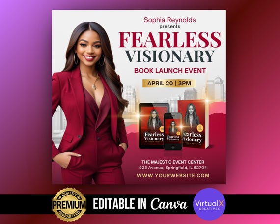 Book Launch Event, Author Book Launch Party, Business Event Flyer, Modern E-Book Launch Template, Editable Canva DIY Business Coaching