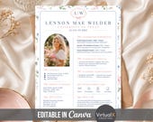 Sorority Resume Template Canva Editable, Greek Recruitment Bundle, College Rush Resume, 3 Page Sorority Packet, Cover Letter Template