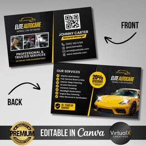 Cartes de visite pour voiture, Carte de visite pour voiture, Carte de visite pour lave-auto, Carte de visite pour automobile, Modèle marketing DIY