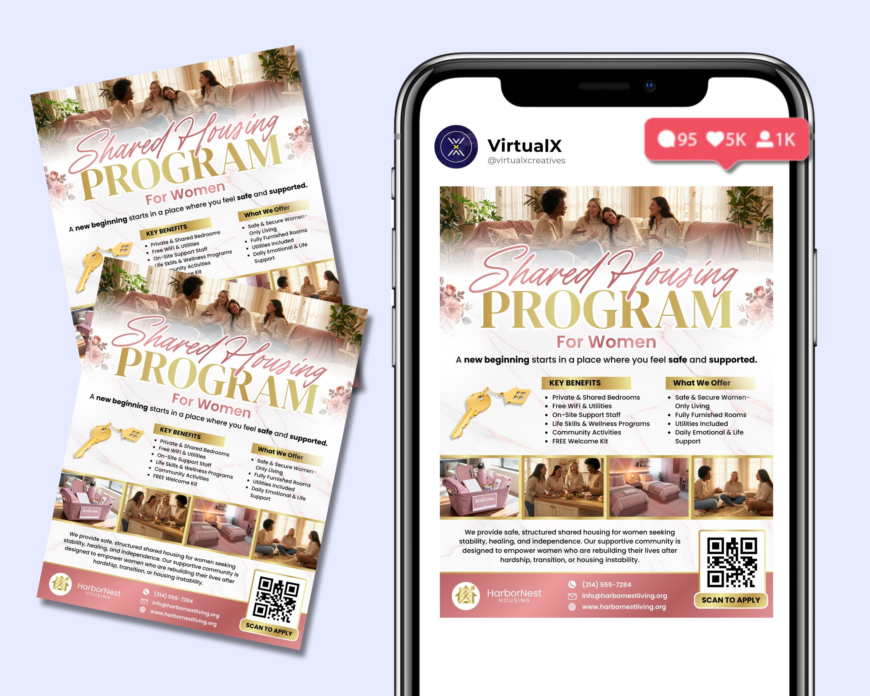 Transitional Program House Rules Posters Women Shared Housing Flyer Template | Transitional Housing Canva Poster ...