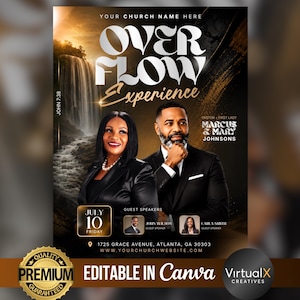 Flyer overloopervaring, opwekkingsdienst kerk, aanbiddingsavond, christelijk evenement, gastspreker, bewerkbare canva-sjabloon (directe download)