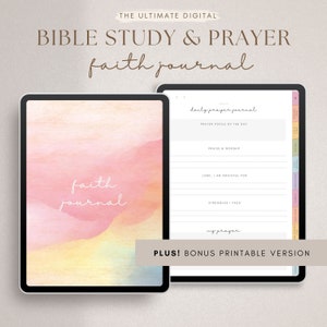 DIGITAL Faith Journal, Prayer Journal, Bible Study Planner, Sermon Notebook, Scripture Notebook, Hyperlinked for GoodNotes, Instant Download