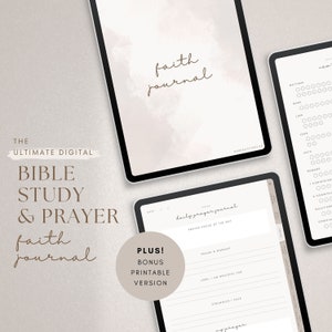 DIGITAL Faith Prayer Journal, Digital Bible Study Planner, Sermon Notebook, Scripture Notebook, Hyperlinked for GoodNotes, Instant Download