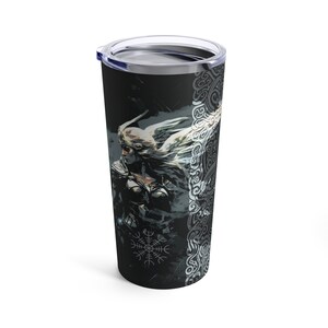 Norse Tumbler Gift Magical Protection Helm of Awe Norse Pagan Viking 20oz Stainless Steel Travel Mug Dragon Yggdrasil Valkyrie Magick Staves