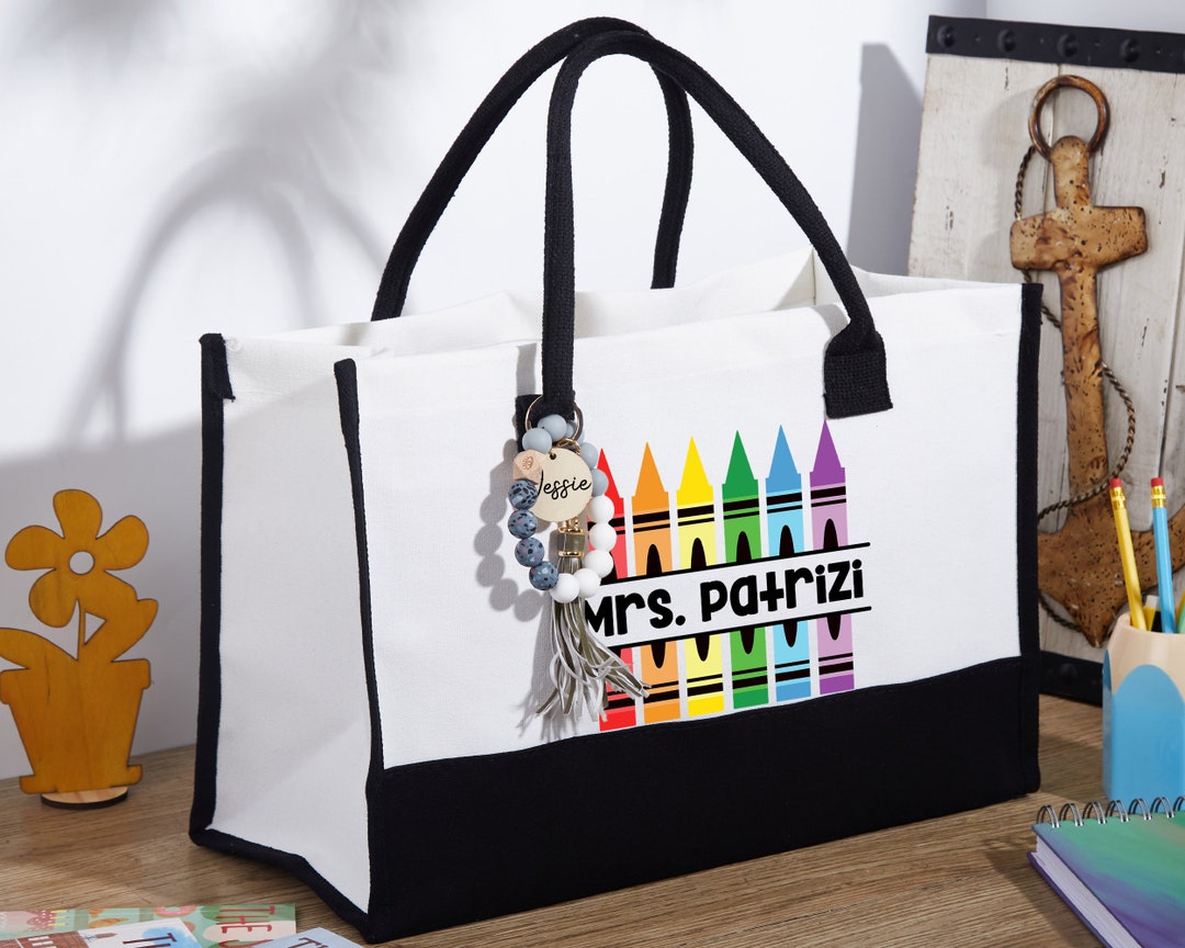 Custom Teacher Bag Personalized Teacher Tote Bag Crayon - Etsy Australia