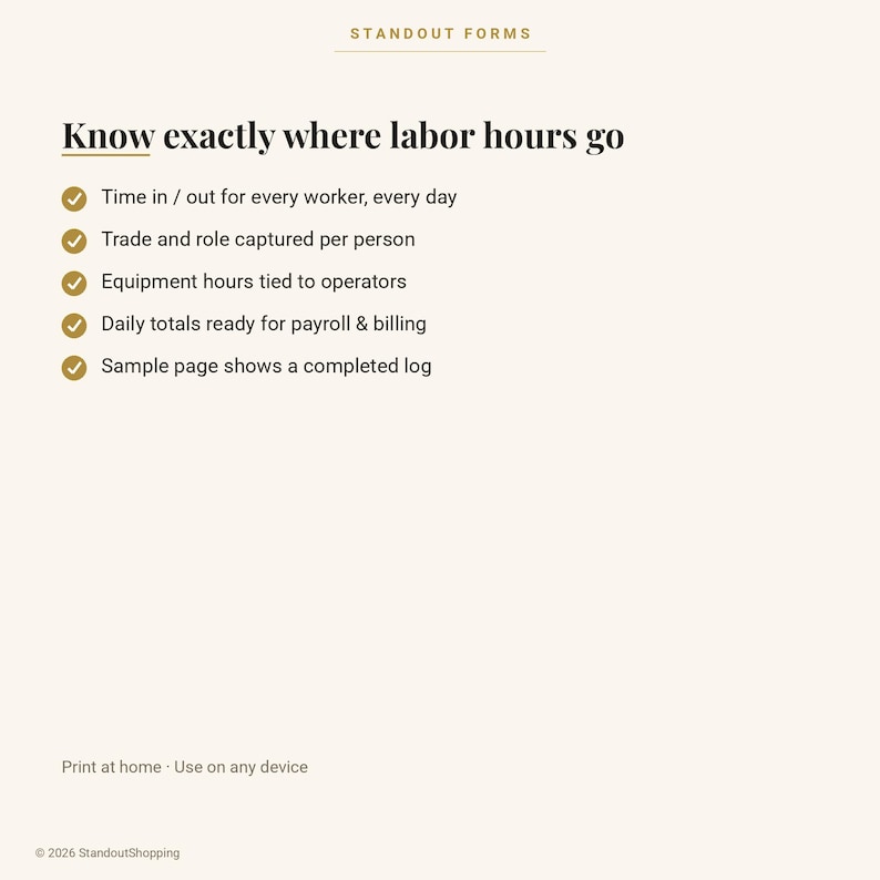 Daily Manpower and Equipment Log | Construction Crew Timesheet ...
