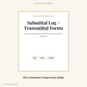 Submittal Log & Transmittal Form Pack — Construction Submittal Tracker | PDF + Excel