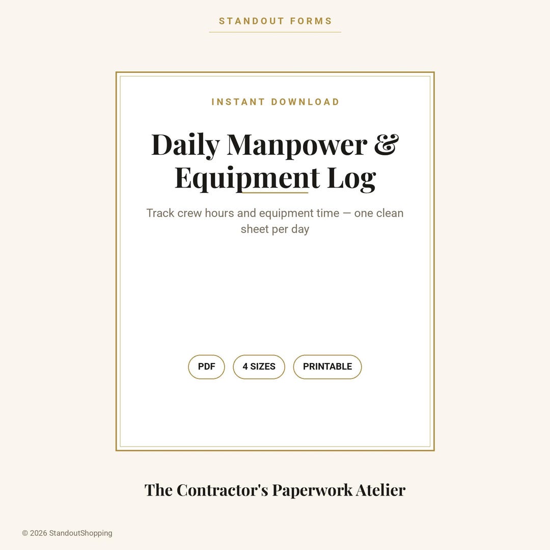 Daily Manpower and Equipment Log | Construction Crew Timesheet ...