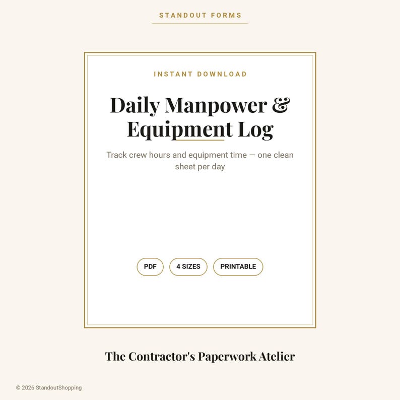 Daily Manpower and Equipment Log | Construction Crew Timesheet ...