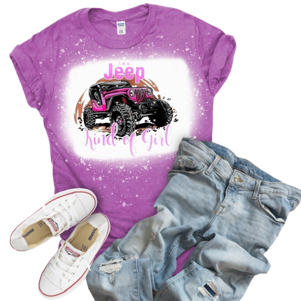 Jeep kind of girl Bleached Sublimation Shirt