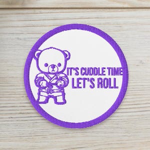 Cuddle Time - Funny BJJ Gi Patch, Purple, Circular