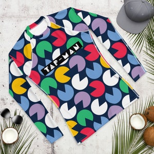 Funny Pacman BJJ-uitslagbeschermer voor heren | Jiu-Jitsu-rashguard | Lange mouw | MMA | Worstelen | Nogi | Cadeaus Braziliaans jiu-jitsu | Cadeaus voor hem
