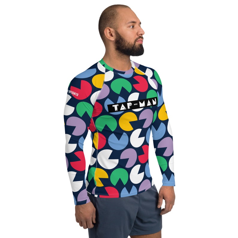 Funny Pacman Mens BJJ Rash Guard Jiu-Jitsu Rashguard Long Sleeve MMA Grappling Nogi Brazilian Jiu Jitsu Gifts Gifts for Him image 4