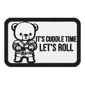 Cuddle Time BJJ Gi Patch 3.5″×2.25″ | Funny Embroidered Patch | Iron-On or Sew-On | Jiujitsu Gear | Grappling