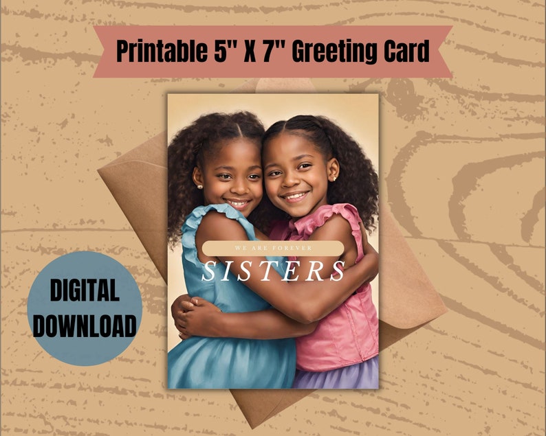 Printable Sisters Greeting Card, Printable Loving Card Adorable ...