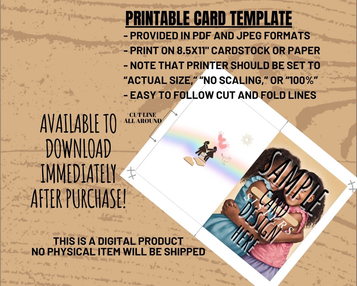 Printable Sisters Greeting Card Printable Loving Card Etsy Printable Sisters Greeting Card Printable Loving Card Etsy