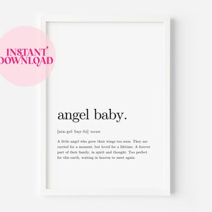 Angel Baby Miscarriage Stillborn Rainbow Instant Download Print | Wall Art Poster Last Minute Gift Idea | Grieving Parents