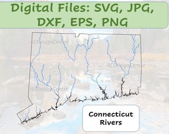 Connecticut Outline en Grote Rivieren SVG