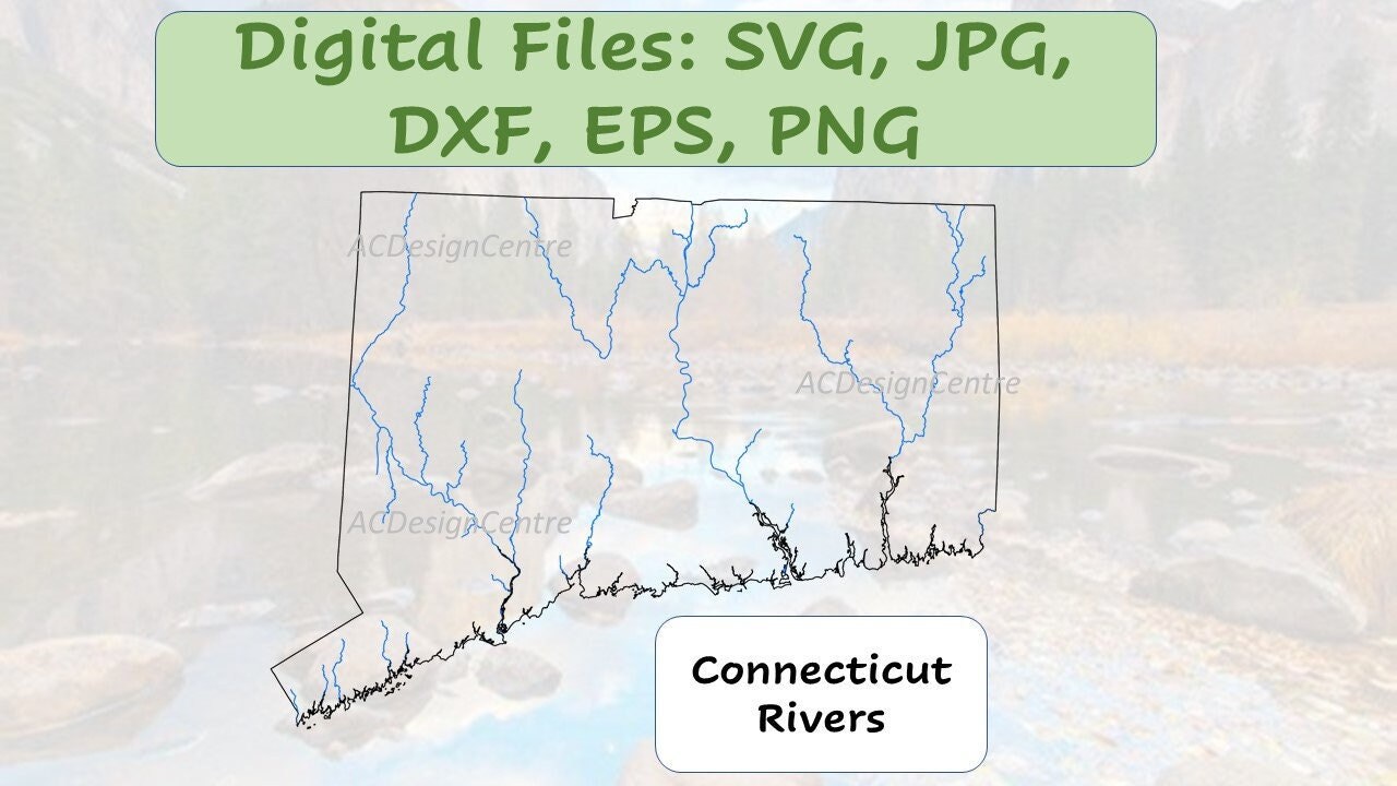 Connecticut Outline and Major Rivers SVG - Etsy