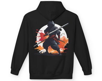 BLK Ninja Warrior Hoodie | Streetwear | Samurai Katana Hoodie | Japanese Warrior Hoodie | Martial Arts Gift | Anime Ninja Streetwear Hoodie