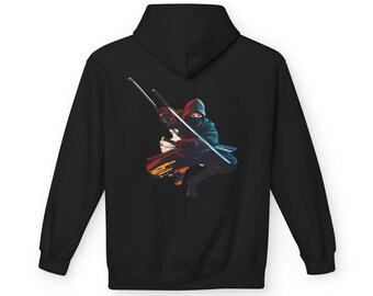 BLK Ninja Warrior Hoodie | Streetwear | Samurai Katana Hoodie | Japanese Warrior Hoodie | Martial Arts Gift | Anime Ninja Streetwear Hoodie