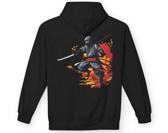 BLK Ninja Warrior Hoodie | Streetwear | Samurai Katana Hoodie | Japanese Warrior Hoodie | Martial Arts Gift | Anime Ninja Streetwear Hoodie