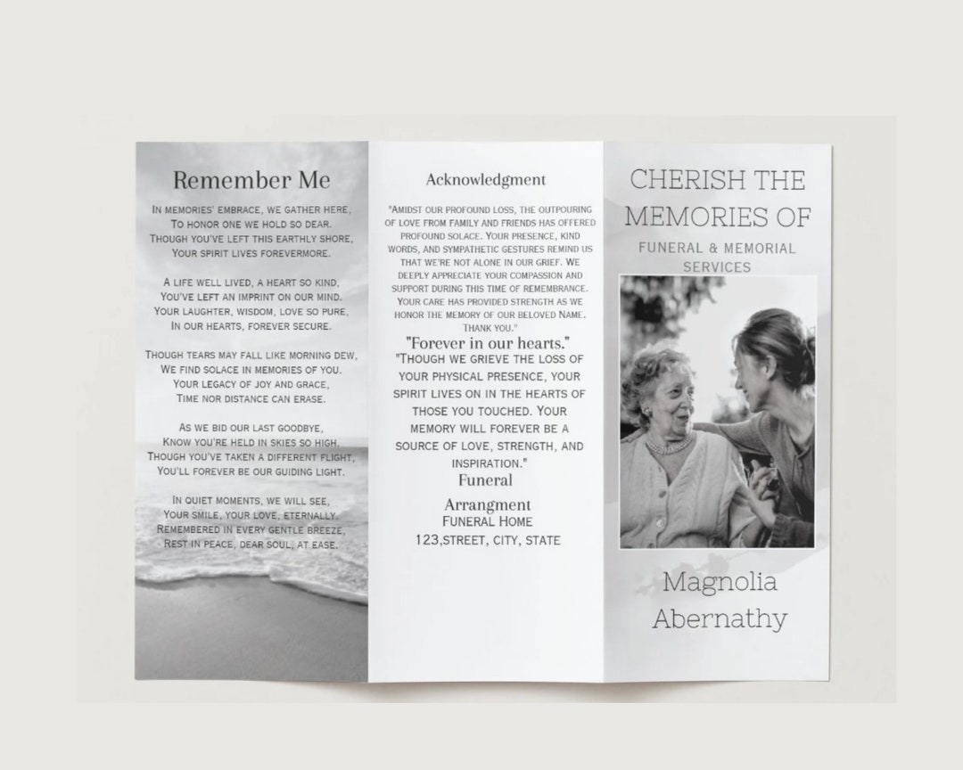 Modern Funeral Program Printable Canva Template Blue and Etsy