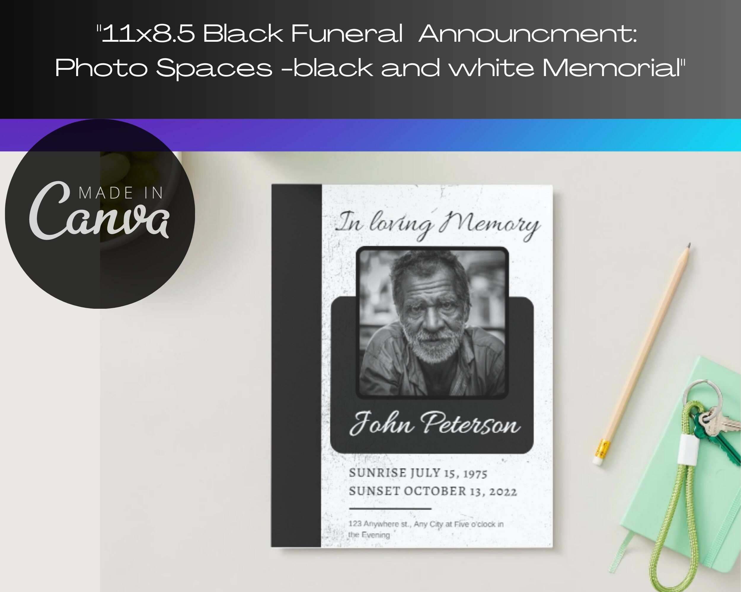 Funeral Program Template Printable Memorial Service Program - Etsy