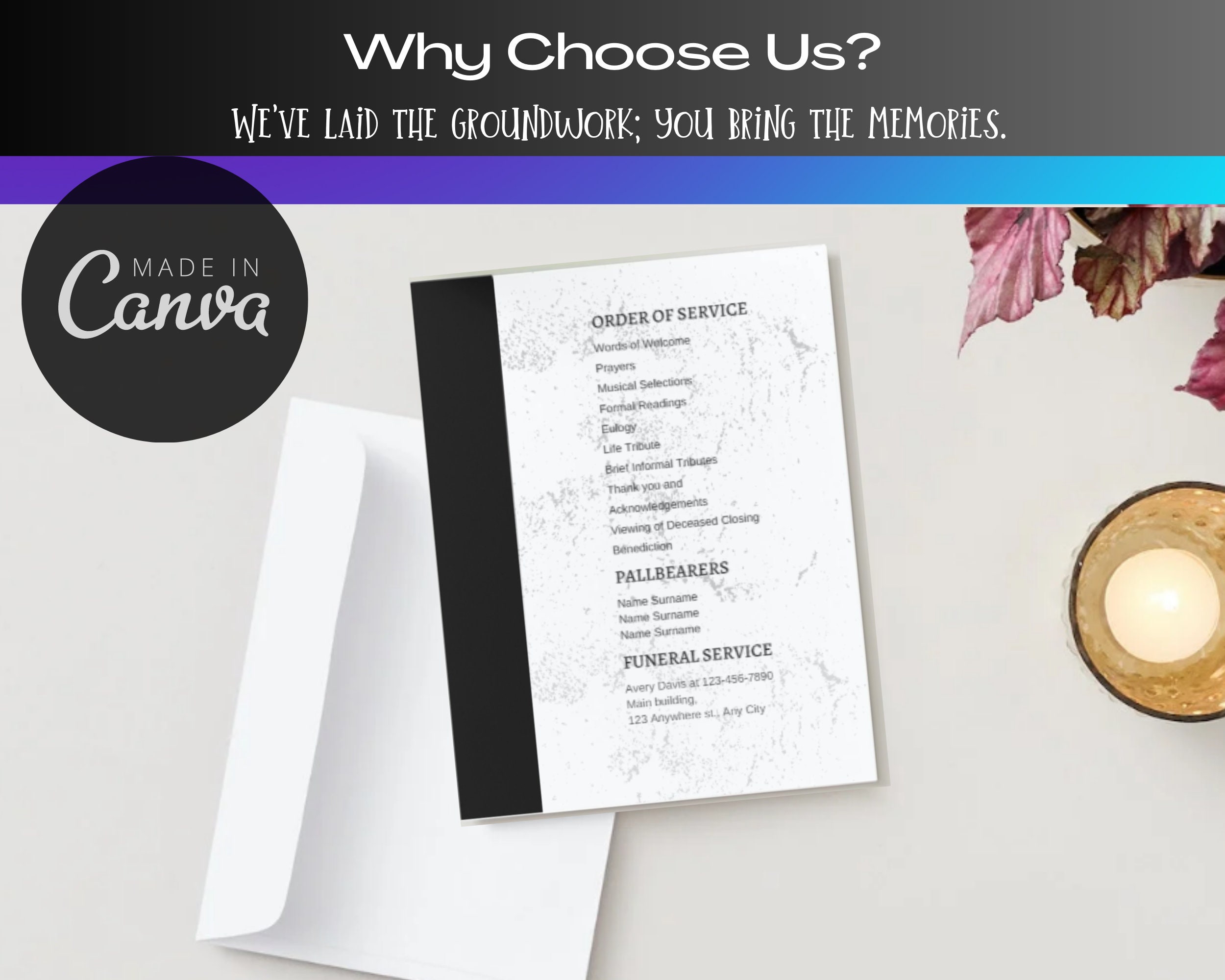 Funeral Program Template Printable Memorial Service Program - Etsy