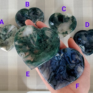 YOU PICK You CHOOSE Stunning High Quality Moss Agate Crystal Heart Bowls