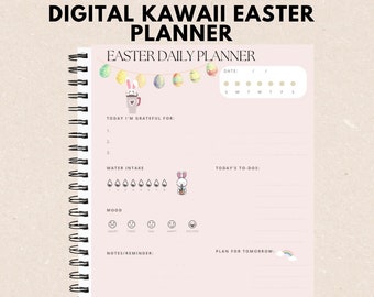 Cute Kawaii daily planner printable for Easter- Seasonal decor spring organization Spring cleaning daily routine daylight savings time