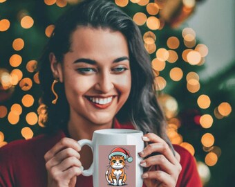 Orange Tabby Ginger Cat Funny Christmas Gift Mug for Cat moms and Cat dads