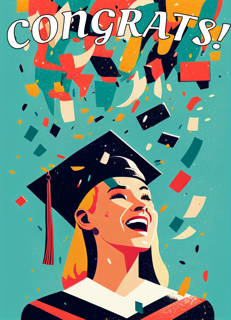 Colorful Graduation Card - Congrats Grab Invite - Graduation Greeting ...