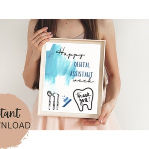 Semana de apreciação do assistente dentário, ideia de presente para impressão, equipe médica, sinal de agradecimento, pôster