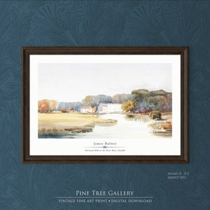 Horstead Mill on the River Bure by James Bulwer | Vintage Digital Download Print | Printable Watercolor Landscape | Norfolk England