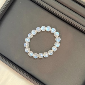 Premium Natural Blue Moonstone Bracelet – Strong Blue Flash, Translucent Beads | 11mm Beads | 200mm Length