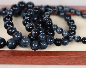 AAAAA Natural Blue Tiger Eye Bracelet: Cat Eye Effect Healing Gemstone