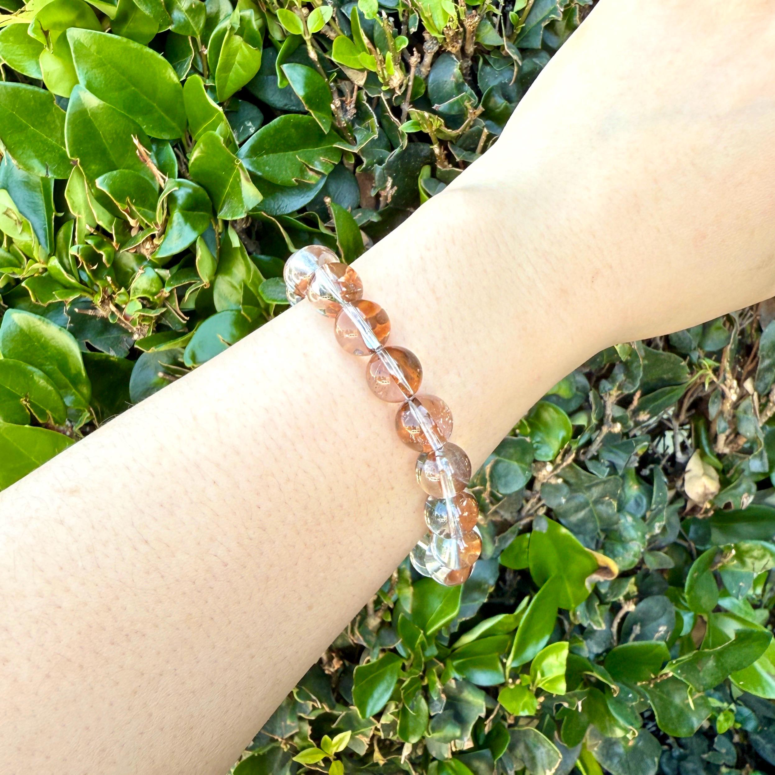 Red Clay Skeleton Phantom Quartz Bracelet: High Energy Healing