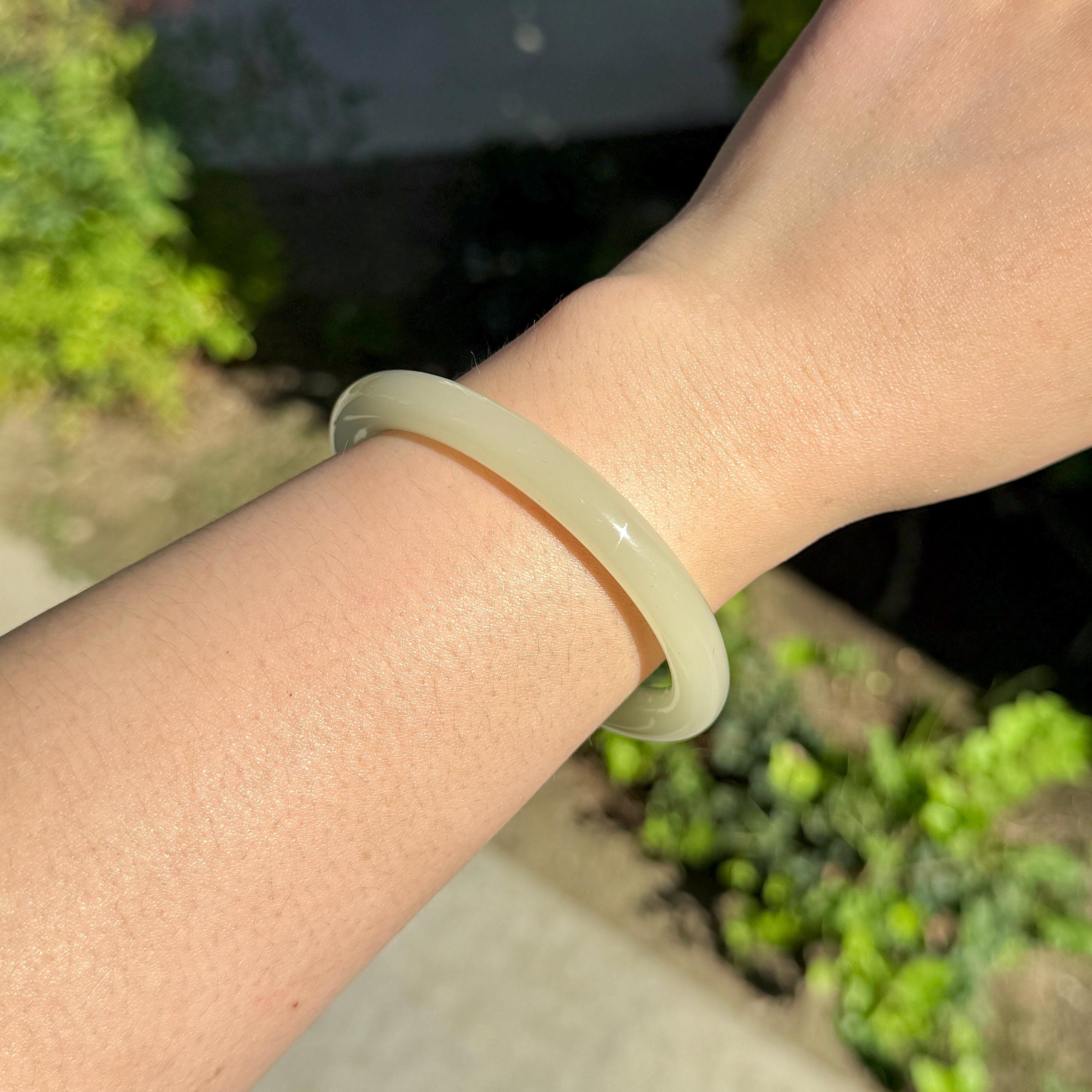 Ice Jade Bangle – Light Yellow-green Carbonate, Hand-polished - Etsy