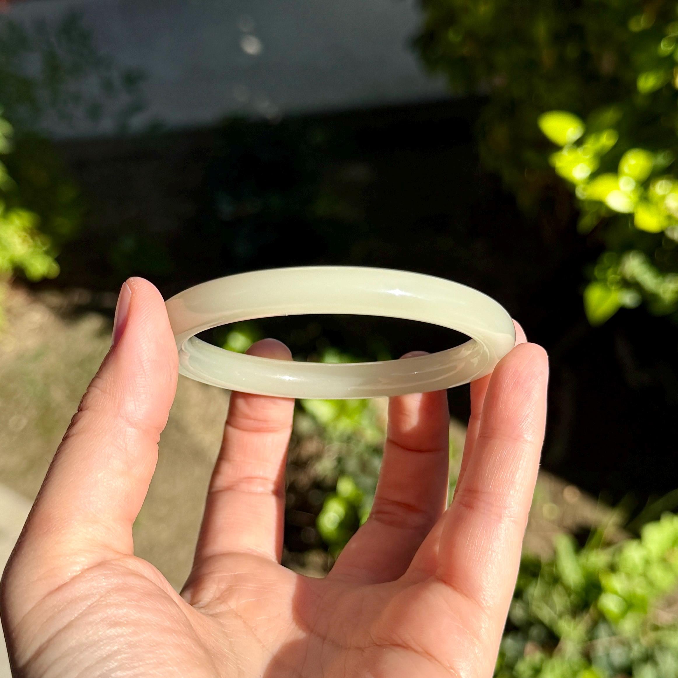 Ice Jade Bangle – Light Yellow-green Carbonate, Hand-polished - Etsy