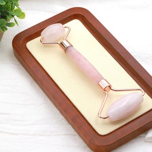 Double-Sided Natural Rose Quartz Facial Roller - Cardboard Box Packaging