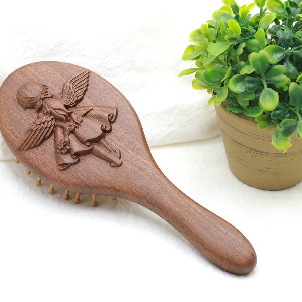 Natural Sandalwood Head Massage Comb With Handle Air Cushion Comb Scalp Massage Tool Hair Soothing Tool