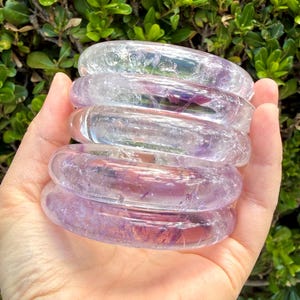 Premium Natural Purple Super Seven Crystal Bangle – Smooth Inner Flat Shape