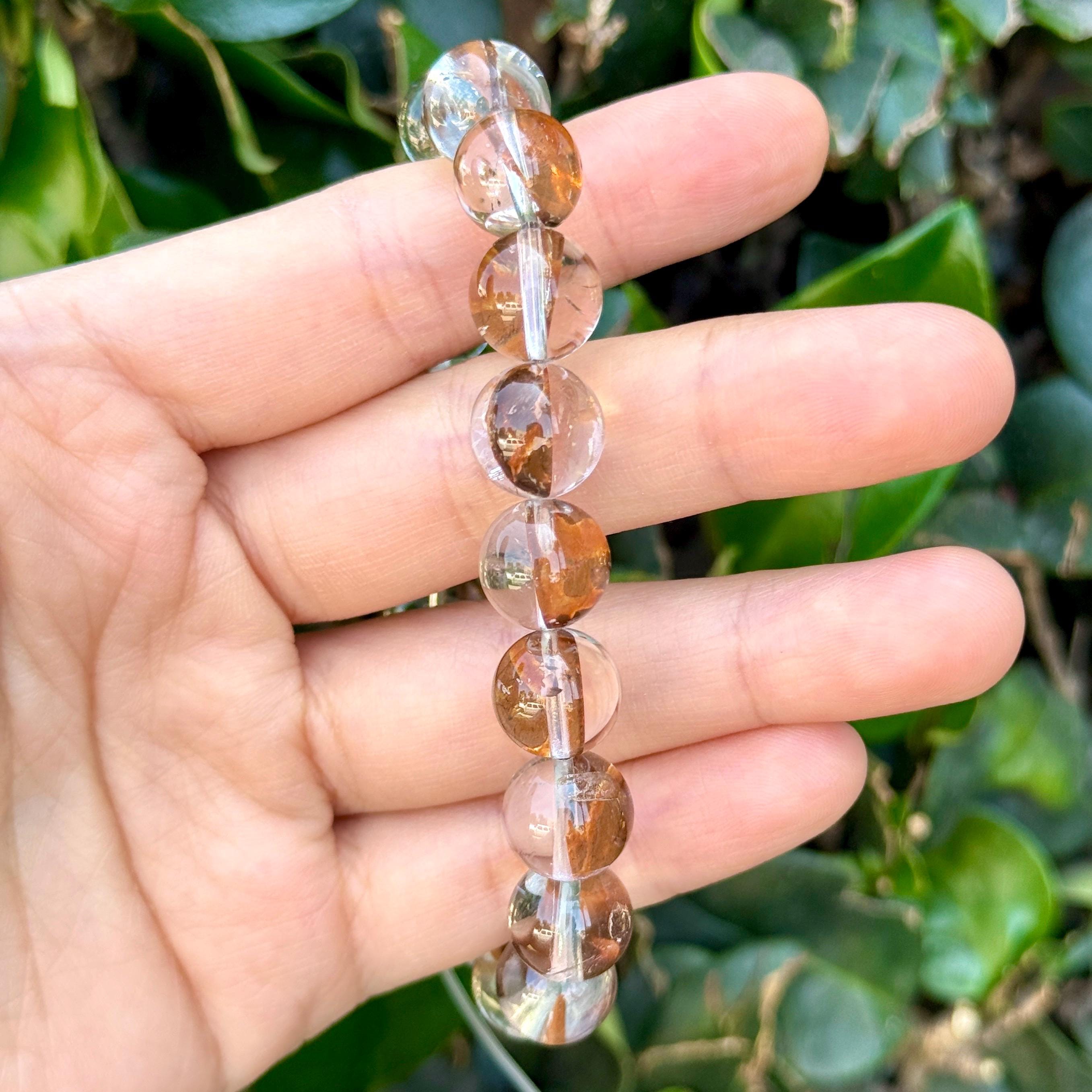Red Clay Skeleton Phantom Quartz Bracelet: High Energy Healing