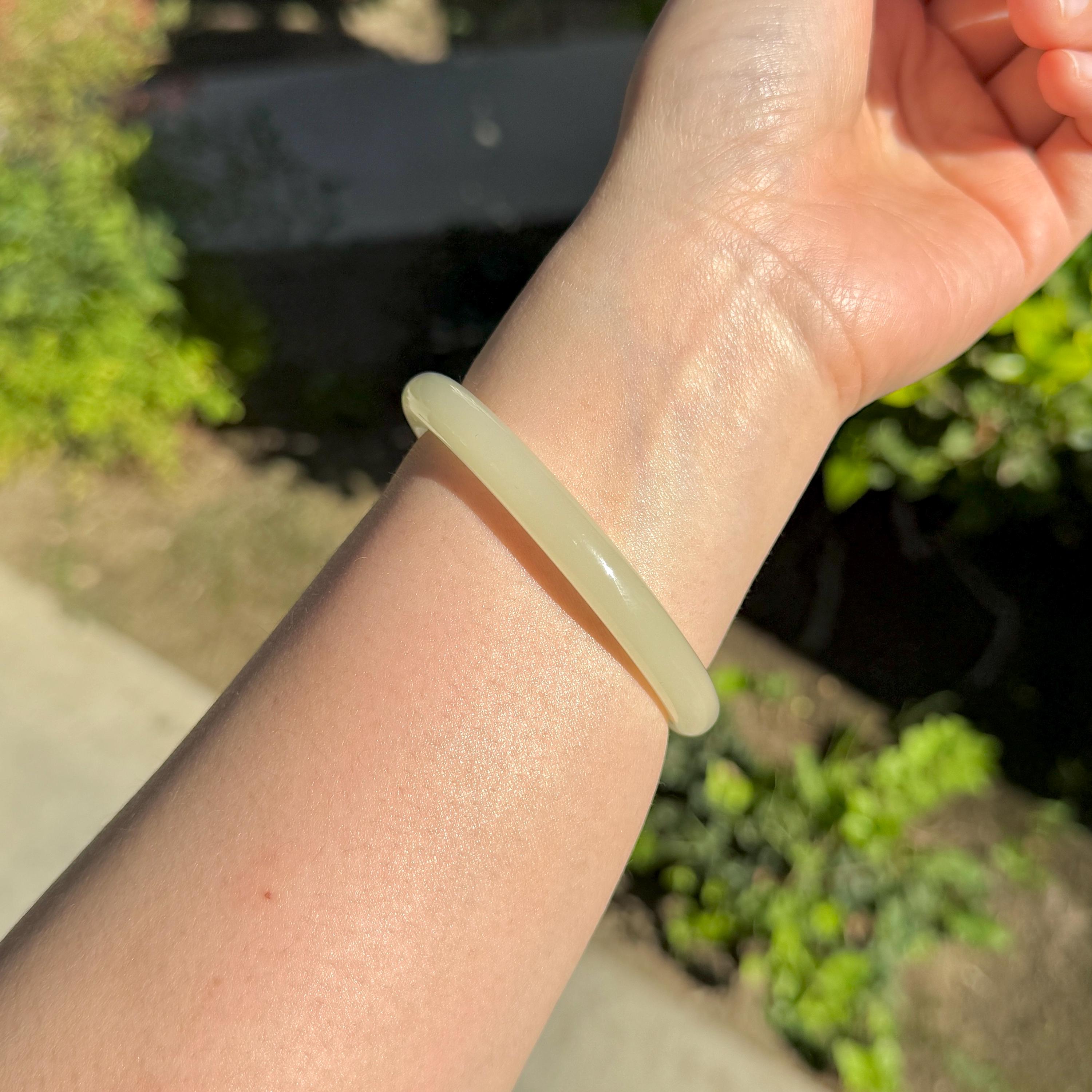 Ice Jade Bangle – Light Yellow-green Carbonate, Hand-polished - Etsy