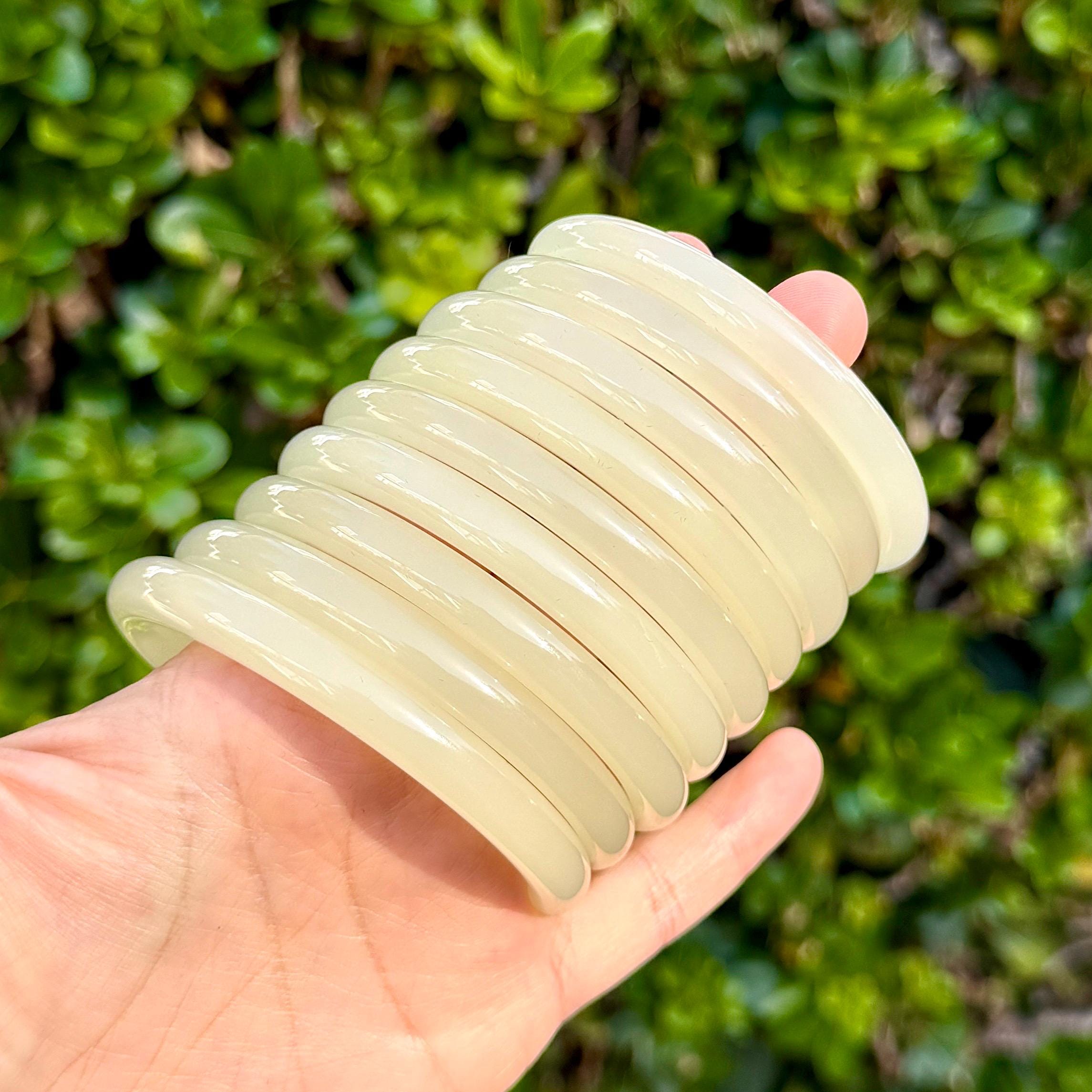 Ice Jade Bangle – Light Yellow-green Carbonate, Hand-polished - Etsy