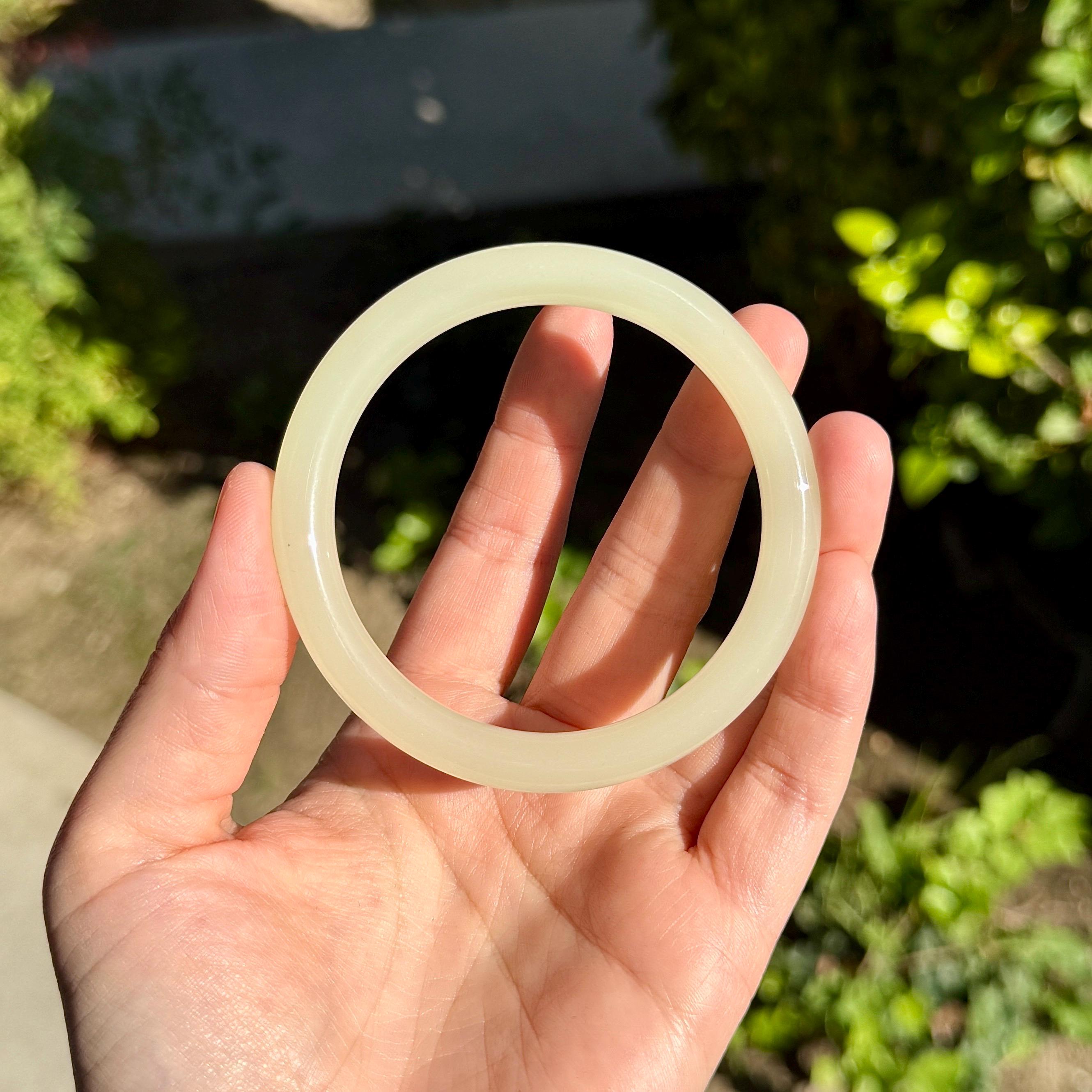 Ice Jade Bangle – Light Yellow-green Carbonate, Hand-polished - Etsy