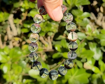 Garden Phantom Quartz Bracelet | Old Mine Crystal Bead, Miniature Landscape