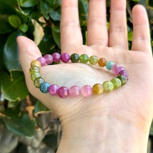 Rare Natural Tourmaline Bracelet – Candy-Colored 7mm Beads from Old Mines | Collector’s Gemstone Jewelry