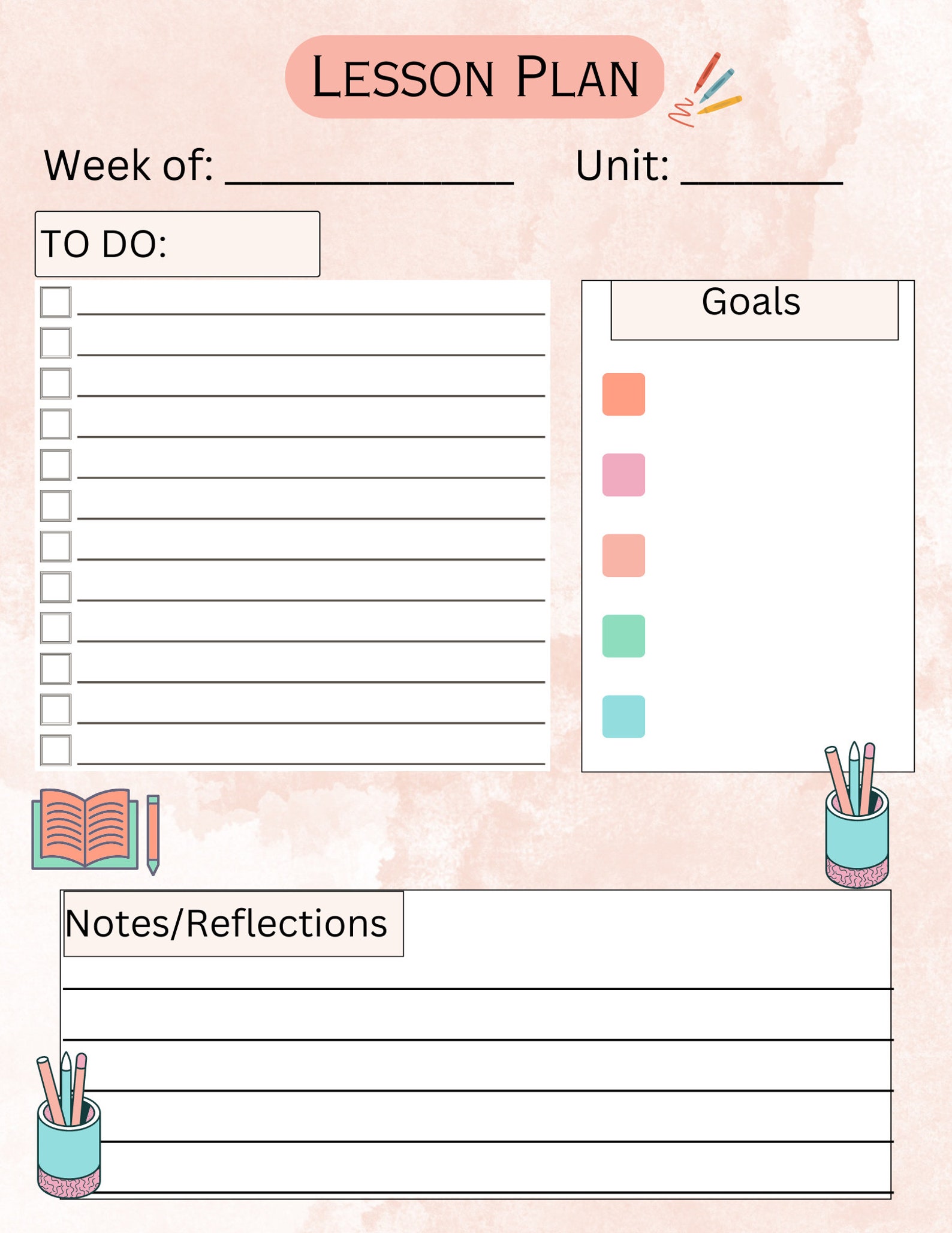 Teacher Printable Planner Lesson Planner Pages Printable - Etsy